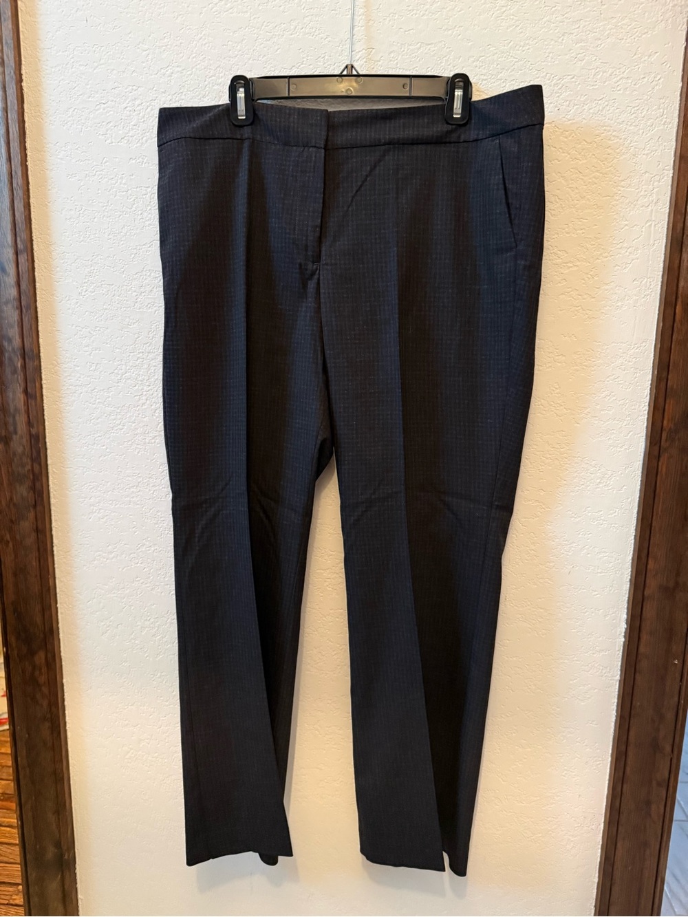 Ann Taylor Factory Women's Charcoal Dress Pants with Burgundy Checkered Pattern